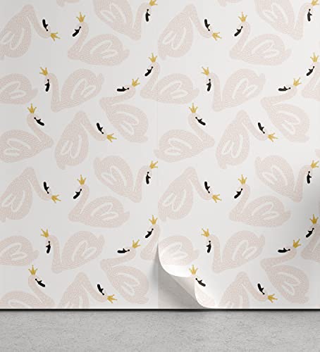 Ambesonne Swan Peel & Stick Wallpaper for Home, Doodle Style