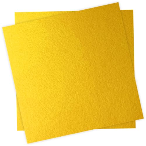 YHOLSDAS 12 x 12 Felt Fabric Sheets for Crafts 1mm Thick Squares Felt Paper for Sewing Craft Non-Woven Felt Fabric for Sewing Patchwork Material 2pcs (Light Yellow)