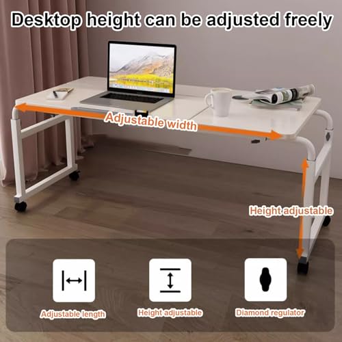Table de lit à roulettes avec plateau inclinable et hauteur réglable sur 8 niveaux