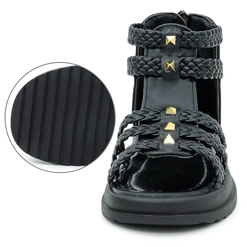 techcity Girls Sandals Summer Outdoor Open Toe Dress Shoes Cute Flat Sandal with Back Zipper (Toddler/Little Kid/Big Kid)4