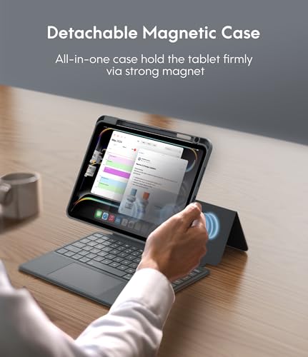 Image of CHESONA Keyboard Case for iPad Pro 11 inch (M4 2024 /M5 2025) | Magnetic Detachable Case, 7-Color Backlit Keyboard, Smart Trackpad, 15-180 Adjustable Stand, Gray