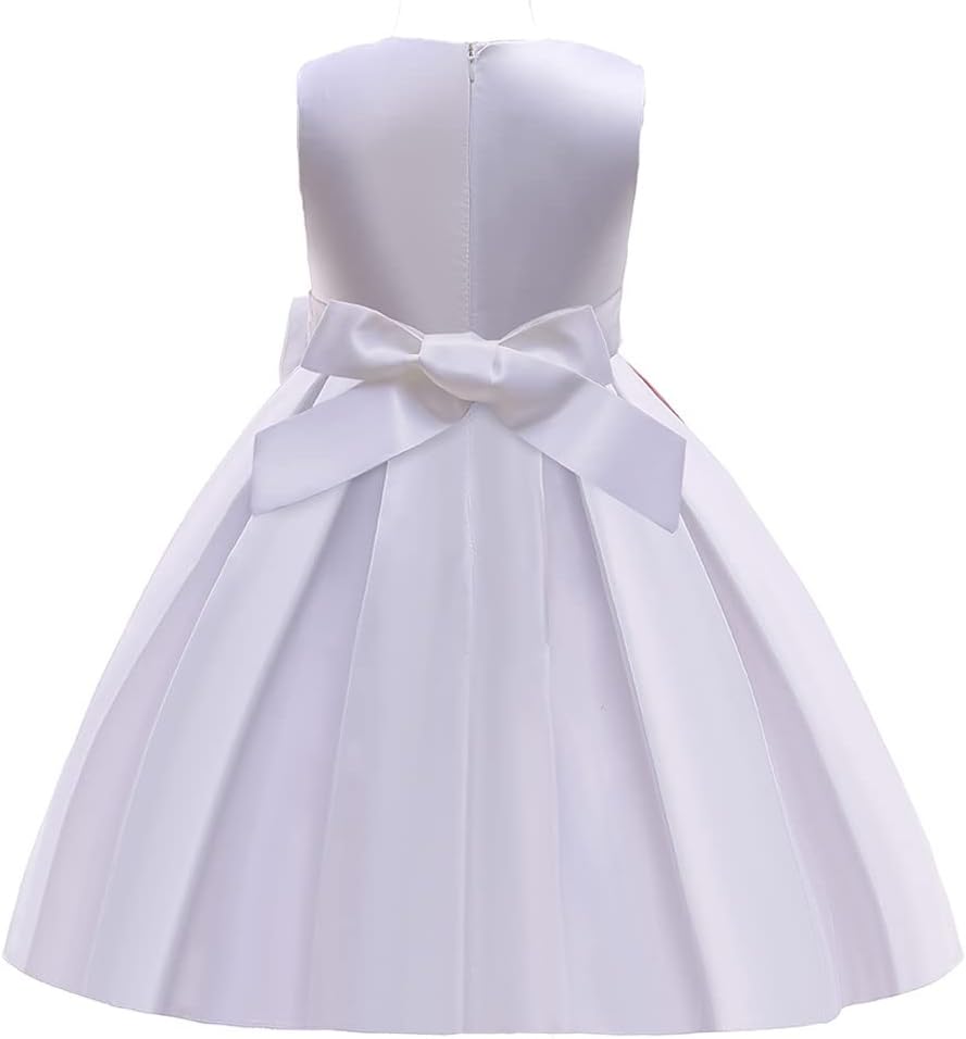A-Line Satin Girl Dress Simple Stitching Color Rustic Flower Girl Dress for Kids Girl Party Sleeveless Dress 3-10T