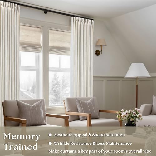 28% Off Natural Pinch Pleated Linen Curtains 84 Inch Length 2 Panels
