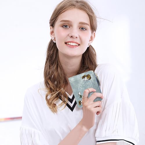 Womens Wallet, PU Leather Small Wallet Bi-fold Cute Wallet with Cat Embroidery, Large Capacity Ladies Wallet for ID Cards, Bank Cards, Credit Cards, Cash (blue)4