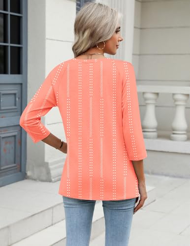 Image of Zeagoo 3 /4 Length Sleeve Womens Tops Casual V Neck Shirts Soft Basic Tees Business Work Blouses