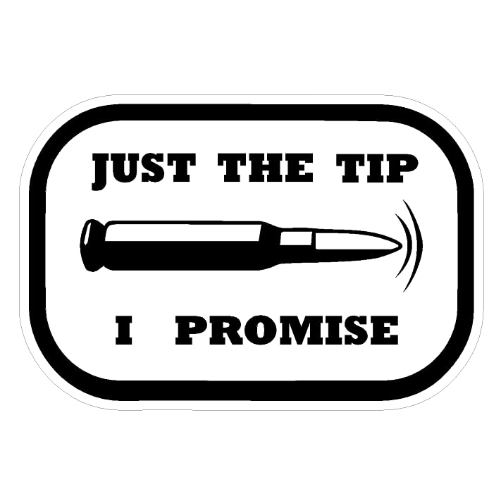 Just The Tip I Promise / Ammo Box Custom Vinyl Decal Bumper Stickers (3.5" x 2.25" (3 Pack))