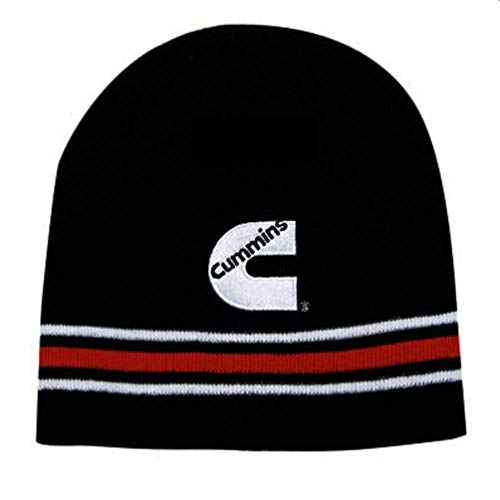 Cummins Diesel Black, Red & White Striped Winter Beanie Cap