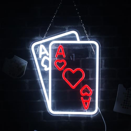 Image of Poker Neon Signs for Wall Decor Led Sign for Poker Room Decor Playing Cards Dice Accessories for Casino Decorations Man Cave Gift