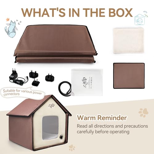 ALL FOR PAWS Heated Cat House, Indoor Cats Home for Winter with Heated Pad, Cat Houses & Condos, Heater Cat Bed for Feral Kitty, Thermo Kitty Home - Image 3