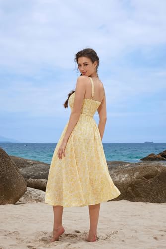 Image of Scarlet Darkness Summer Dresses for Women 2026 Floral Corset Dress Long Milkmaid Dress with Pocket