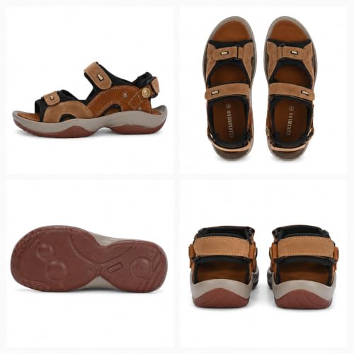 Image of Centrino Sandals for Men |Comfortable Sandals with Grip Insole & Quality|Flat Casual Sandals With Adjustable Velcro Closure For Easy Wear With Flexible Fitting And Trendy | Stylish Men's Casual Sandal With Unique Sole Design for Office & Travel (3263)