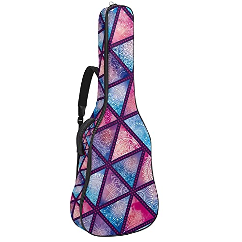 Housse de transport pour guitare basse 106 cm sac ethnique floral bleu rose avec sangle
