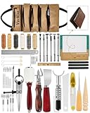 Vorhixa Leather Tooling Kit - Leather Working Tools & Stamps for Crafting, Cutting, Stamping, Sewing, Stitching, Engraving & Sanding - Complete Craft Kit for Adults and Begineers