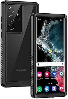 Lanhiem for Samsung S22 Ultra 5G Case, Waterproof S22 Ultra Cover Dustproof Shockproof Case with Built-in Screen Protector, Full Body Underwater Protective Case for Galaxy S22 Ultra 6.8 Inch, Black
