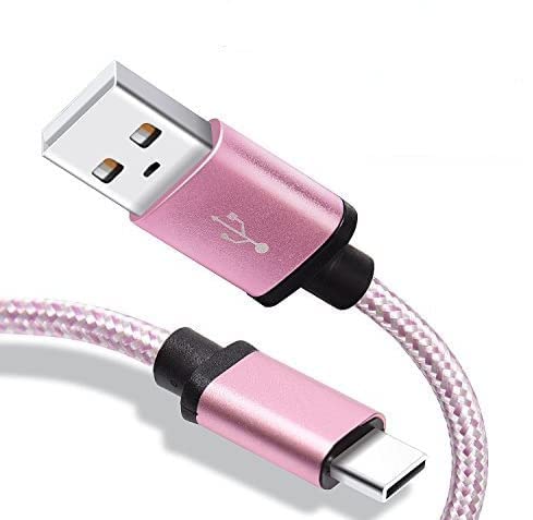 Benicabe for Samsung Galaxy S8 Charger, (2-Pack 6FT) USB Type C Fast Charging Cable Nylon Braided Cord with Velcro Straps for Samsung S10 S10e, S9 S9 Plus Note 8, Pixel 2, LG V20 (Pink White)