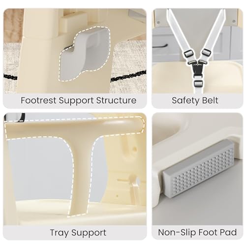 Image of 3-in-1 High Chair for Babies Kids Convertible HighChair Toddlers Adjustable Height Kitchen Step Stool for Sink Kids Chair Removable Tray Ideal for Dining Kitchen and Bathroom Use, Green