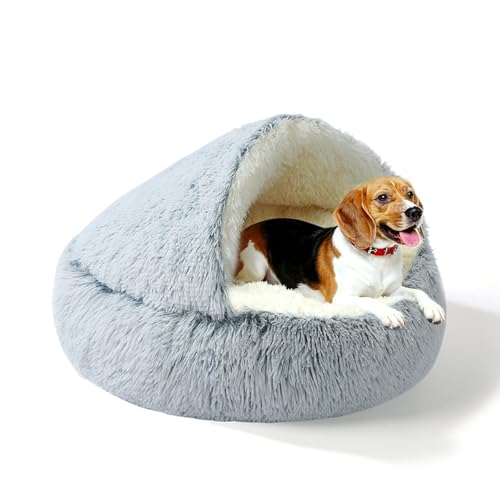 YUDANSI Dog Beds Medium Size Dogs - Calming and Deluxe Plush Dogs cave Bed Removable and Washable with Zipper Cave Beds Medium Dog Cat Bed 32x32Inch, Built-in Support, Stable and Not Collapsing