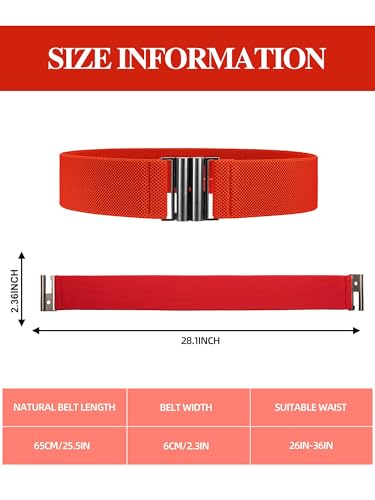 6 Pieces Elastic Belt Stretchy Belt Vintage Waist Belt with Metal Buckle for Women Girl4