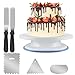 KBNIAN Set di piatti per torte girevoli, giradischi per cake, 3 raschietti in acciaio inox, 1 frullatore e 2 raschietti per la glassa, per decorare e decorare torte