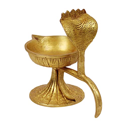 Image of Artavrko Big Brass Sheshnaag Om Diya Handle Aarti Incense Burner, Loban Burner ,Bakhoor Burner, Dhoop Dhuni, Sambrani Dhoop for Home, Offices & Temples (6.5x3.5x5.5 Inches)