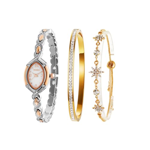 Image of TIME100 Women's Bracelet Watches and Bangle Set Premium Crystal Accented