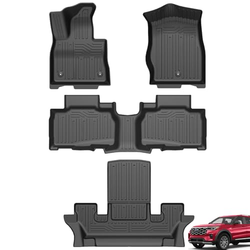 LUMWAY Floor Mats for Ford Explorer 6 Seats 2026 2025 2024 2023 2022 2021 2020 (Not for 7 Seats) TPE All Weather Durable Floor Liners for Ford Explorer ST Tremor Accessories