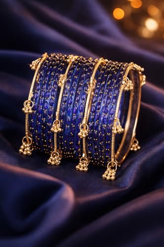 Image of Shining Diva Fashion 16 Pcs Trendy Stylish Glass & Kashmiri Ghungroo Bangles Set for Women & Girls | Traditional Festive Wedding Party Jewellery
