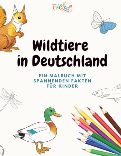  Wildtiere in Deutschland: Ein Malbuch mit spannenden Fakten für Kinder