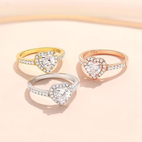 925 Sterling Silver Engagement Rings for Women Heart Cut Cubic Zirconia Wedding Promise Rings for Her Size 4-12.53
