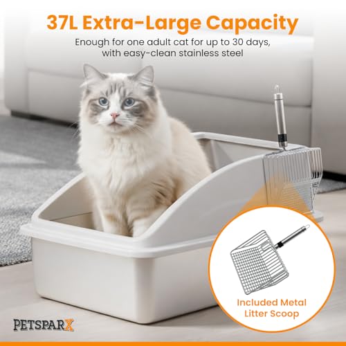 Arenero de Acero Inoxidable XL con Tapa para Gatos Grandes miniatura 4
