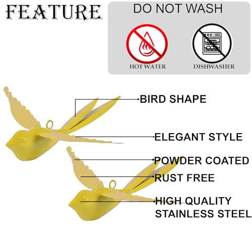 Image of Elan Hanging Decorative Rockstar Bird Vibrant Metal Birds for Balcony, Garden, Home Decor Stylish Accent Pieces for Your Space Ideal for Brightening Your Indoor and Outdoor Spaces (Yellow, Set of 2)
