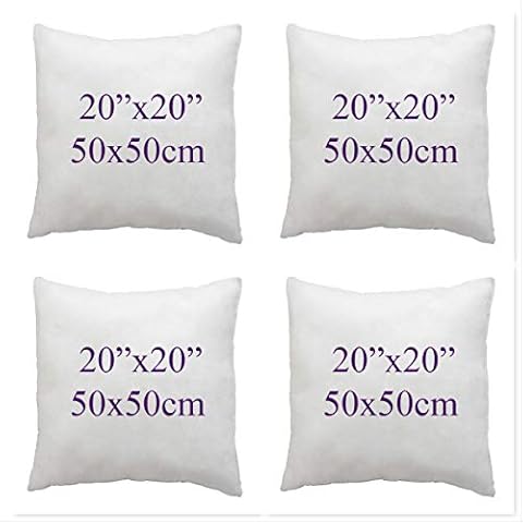 Pack of 4- Bounce Back Virgin Hollow Fiber Cushion Pads Fillers Inners Inserts pillow square pads- Non allergenic- Washable- Available in 14"16"18"20"22"24"26"28"30" (20x20") Cover