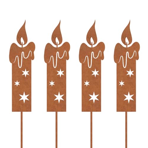 VerLuky 4er Set Kerzen Gartenstecker,Rost Kerzen...