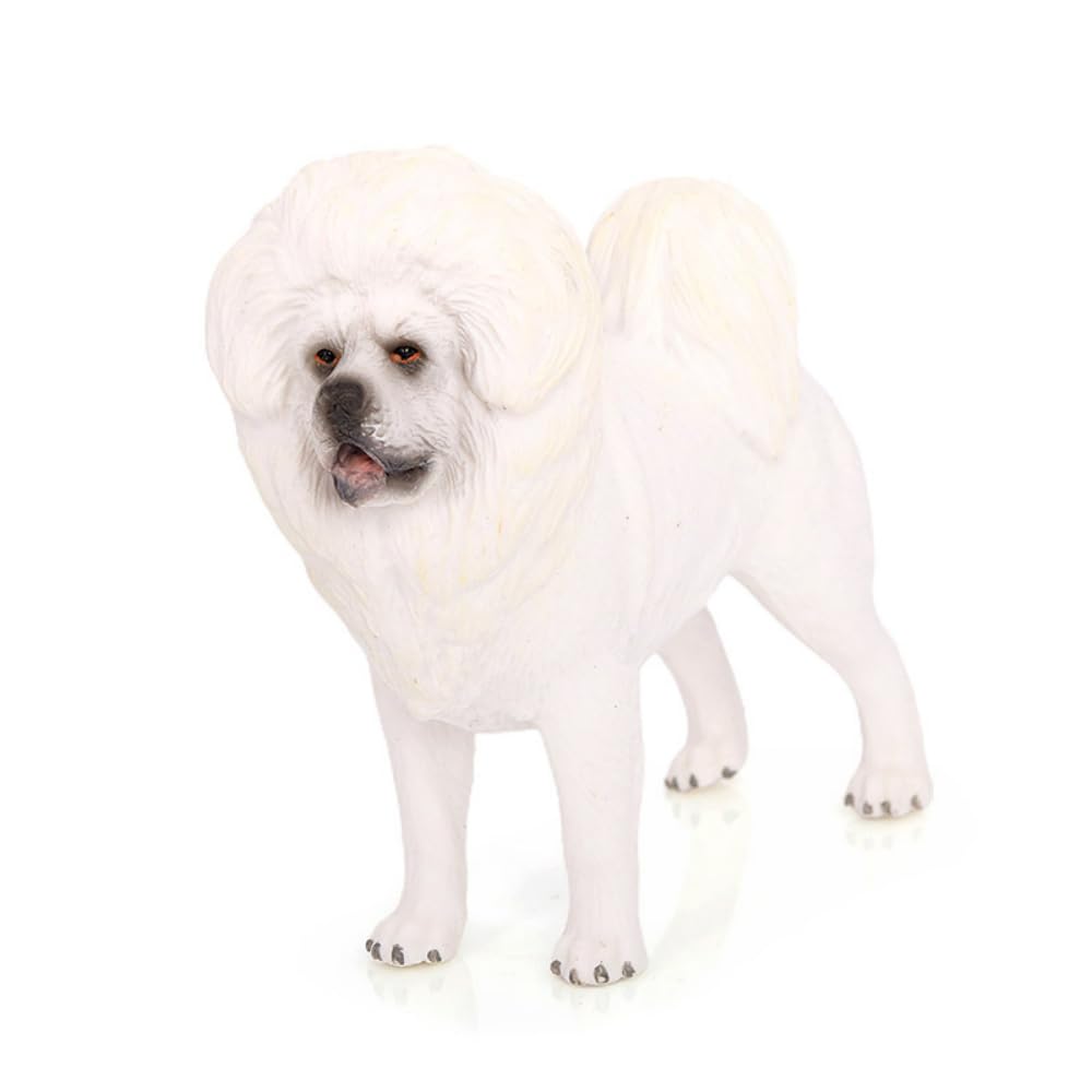 Arkindy Hand Painted Dog Emulational Dog Figurine Puppy Pet Dog Plastic Animal Toys Educational Gift for Kids Boys Girls Cake Toppers School Projects (White 1863)