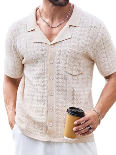 Men's Slim Fit Sweater Knit Casual Short Sleeve Cardigan Suitable For Wear