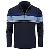 [MAGCOMSEN] ゴルフ セーター メンズ ハイネック 大きいサイズ ビジネスセーター 大人 長袖 ジップアップ 防寒 インナー 通勤 通学 クリスマス ネイビー M