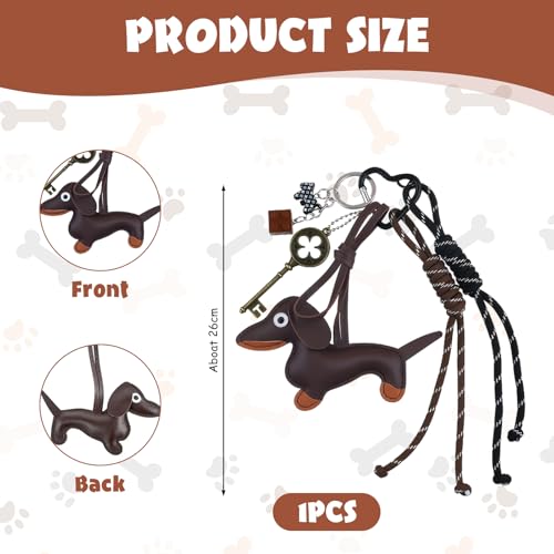 Roinaid Taschenanhänger Niedlich Bag Charms Leder Dackel Anhänger,Taschen Charms Exquisit und Praktisch Anwendbar Auf Schultaschen Rucksäcke Sporttaschen für Damen und Mädchen(Kaffeefarbe)
