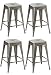 BTEXPERT 24-inch Industrial Tabouret Vintage Antique Rustic Style Distressed Metal Brush Modern Dining Counter Bar Stool - (Set of 4 barstool)