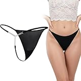 Yolev Micro Thongs for Women, G String Thongs Sexy, Low Rise Gstring Panties V String Thong for Women (M) Black