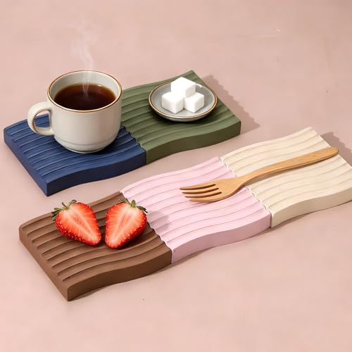 Bandeja decorativa de madera uxcell ondulada para mesa de centro 5
