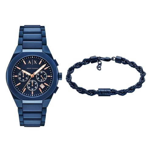 Montre bleue Armani Exchange homme bracelet acier pour look urbain
