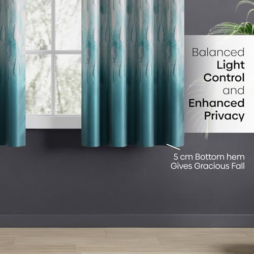 Image of haus & kinder Blackout Window Curtains 5 Feet Long Pack of 2 Window Curtains, 5 Feet Curtains for Window, 80% Room Darkening (Turquoise, 114x152 CM)