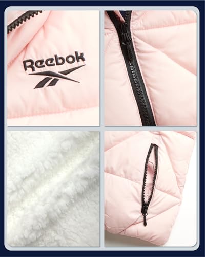 Image of Reebok Girls Heavyweight Quilted Cropped Puffer Parka with Sherpa Lining