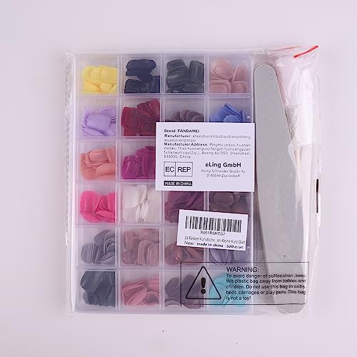 Press On Nails Short, Fandamei 24 Packs 576Pcs Small Short Round Press On Nails, 24 Glossy Color Small Fake Nails, Glue On Nails With 7G Nail Glue, 24 Color False Nail For Small Nails And Hands #TOP7