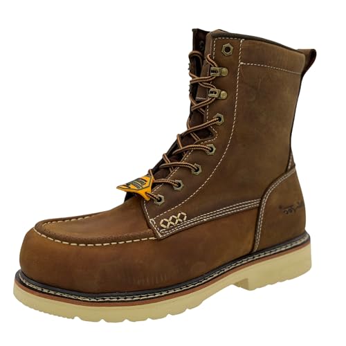 Ad Tec Men’s Apex 8” Composite Safety Moc Toe Work Boot - 9182, ASTM F2413-18 M/I/C, F3445-21(SR), F2892-18 (EH) Certified, Full-Grain Leather