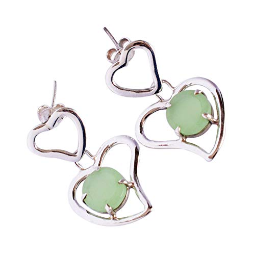 Boucles d'oreilles Prehnite argent 925 cadeau Saint-Valentin femme