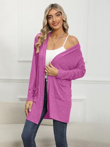 Image of DB MOON Womens Long Cardigan 2026 Fall Lightweight Long Sleeve Open Front Sweater with Pockets