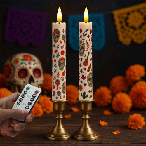 ONEIHOMM Dia De Los Muertos Taper Candles