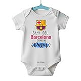 BODY FUTBOL BEBE: SOY DEL BARCELONA COMO MI PAPÁ (Manga Corta, 3-6 Meses)