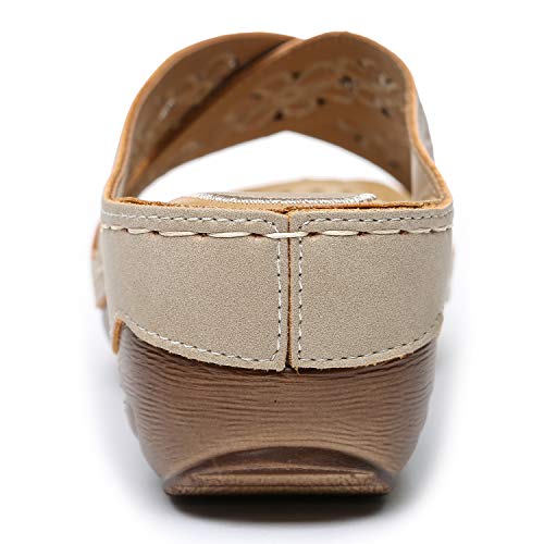 Altxic Women's Open Toe Crisscross Woven Comfy Casual Slip On Casual Walking Sport Slide Sandals With Adjustable Buckle Strap Summer Beach Shoe4